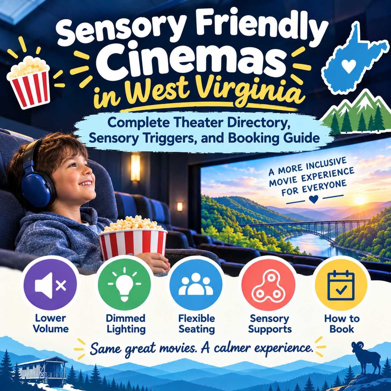 Sensory Friendly Cinemas in West Virginia Complete Theater Directory, Sensory Triggers, and Booking Guide Sensory Friendly Cinemas in West Virginia Complete Theater Directory, Sensory Triggers, and Booking Guide